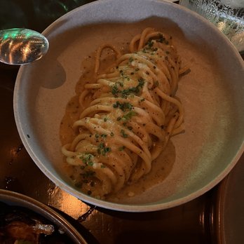 Geraldine's - Cacio E Pepe: santa barbara sea urchin butter / bucatini / veldhuizen gouda - New American Near Me - Austin, Texas