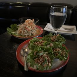 Papaya Salad (back), Bangkok Wrap (front) Papaya Salad (back), Bangkok Wrap (front)