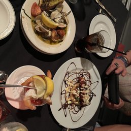 Grilled octopus.... shrimp cocktail.....sautéed baby clams