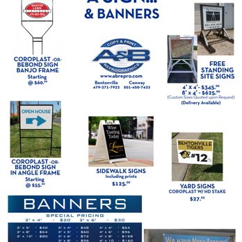 A & B Reprographics - Call us for signs and banners - Printing Services Near Me - Bentonville, Arkansas A & B Reprographics - Call us for signs and banners - Printing Services Near Me - Bentonville, Arkansas