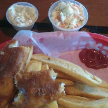 The Chowder Barge - Half eaten fish and chips. Sorry...couldn't wait to dig in! - Seafood Near Me - Wilmington, California