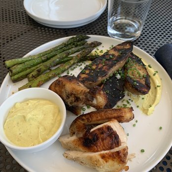 Mama Bird - Chefs plate--1/4 bird, asparagus, sweet potato, vadouvan sauce - Chicken Shop Near Me - Portland, Oregon