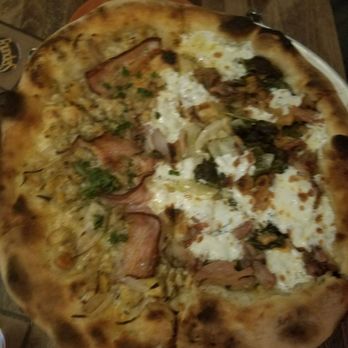 The Brewer's Fork - Half clam pizza. Half chicken pizza. Both were delicious! - Pizza Near Me - Boston, Massachusetts The Brewer's Fork - Half clam pizza. Half chicken pizza. Both were delicious! - Pizza Near Me - Boston, Massachusetts
