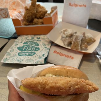 Popeyes - 10 pc chicken for $14.99 NEW Cajun Flounder Sandwich $4.49 12 12pc Chocolate Beignets $7.49 - Fast Food Near Me - Rego Park, New York Popeyes - 10 pc chicken for $14.99 NEW Cajun Flounder Sandwich $4.49 12 12pc Chocolate Beignets $7.49 - Fast Food Near Me - Rego Park, New York