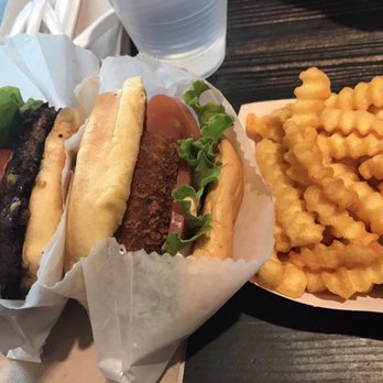 Shake Shack Tysons Corner - Shack burger and shroom burger with fries - Burgers Near Me - McLean, Virginia Shake Shack Tysons Corner - Shack burger and shroom burger with fries - Burgers Near Me - McLean, Virginia
