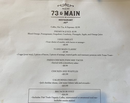 Menu photo 3 73 & Main Mount Pleasant, NC