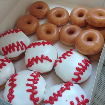 Krispy Kreme - Went for 4th of July but came away with kreme filled baseballs and mini glazed. Baseball frosting is thicker than expected. - Donuts Near Me - Gardena, California Krispy Kreme - Went for 4th of July but came away with kreme filled baseballs and mini glazed. Baseball frosting is thicker than expected. - Donuts Near Me - Gardena, California