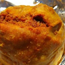 Kasha knish , it is filled with buckwheat and caramelized onions