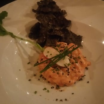 Prospect Gourmand - Salmon tartar with squid ink rice crackers - New American Near Me - Beverly Hills, California