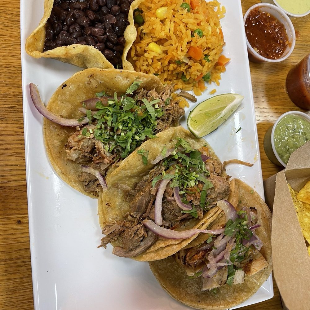 Taco Maya - Carnitas 3 taco plate - New Mexican Cuisine Near Me - Schaumburg, Illinois Taco Maya - Carnitas 3 taco plate - New Mexican Cuisine Near Me - Schaumburg, Illinois