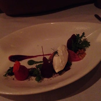Bacchanalia - Goat cheese course with beet salad - New American Near Me - Atlanta, Georgia Bacchanalia - Goat cheese course with beet salad - New American Near Me - Atlanta, Georgia