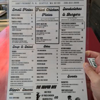 Triangle Spirits - Menu (Jul 2026) - Southern Near Me - Seattle, Washington