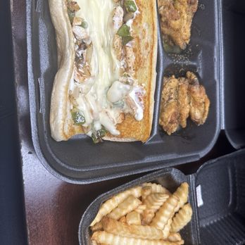 Yiannis Kitchen - Chicken Philly Cheese Sandwich Side of fries Five Lemon Pepper wings - Greek Near Me - Valley, Alabama Yiannis Kitchen - Chicken Philly Cheese Sandwich Side of fries Five Lemon Pepper wings - Greek Near Me - Valley, Alabama