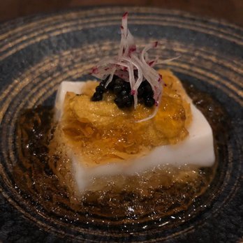 wa’z - Sesame tofu with uni and caviar. The tofu was a different texture, more like mochi - Japanese Near Me - Seattle, Washington