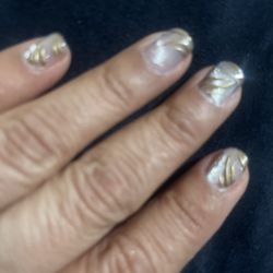 Colorful Nails - Cat Eye  with Gold Accents