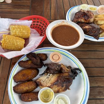 Jardin De Pollos - Corn, plantains, 1/4 white chicken, beans? 1/2 dark chicken, yucca fries - Latin American Near Me - Dunedin, Florida Jardin De Pollos - Corn, plantains, 1/4 white chicken, beans? 1/2 dark chicken, yucca fries - Latin American Near Me - Dunedin, Florida