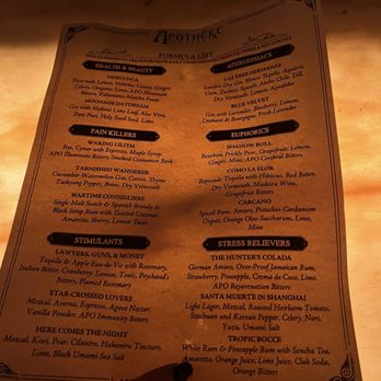 Apotheke - Menu - Cocktail Bars Near Me - New York, New York Apotheke - Menu - Cocktail Bars Near Me - New York, New York