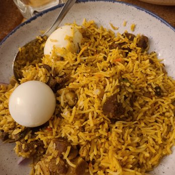 Biryani Bowl - Goat fry briyani - $15.99 (only came with one boiled egg, I made an extra) - Indian Near Me - Redmond, Washington