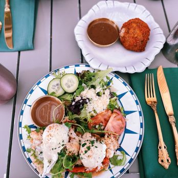 Sugar and Scribe  - Butter Poached Lobster Benedict and Scotch Egg - Bakeries Near Me - La Jolla, California