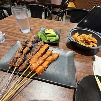 Afternight BBQ - Big beef skewer, fried fish tofu, cold cucumber, pork strip - Barbeque Near Me - Long Island City, New York Afternight BBQ - Big beef skewer, fried fish tofu, cold cucumber, pork strip - Barbeque Near Me - Long Island City, New York