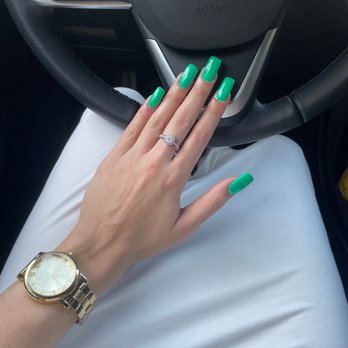 Star Nails - Acrylic base that was smoothed out to natural thickness and a gel polish on top - Nail Salons Near Me - Dania Beach, Florida