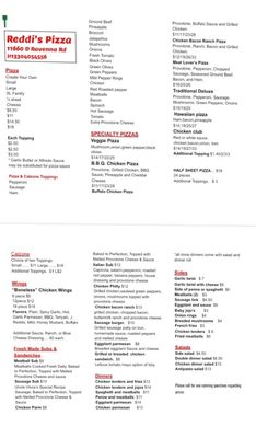 Menu photo 2 Reddi's Pizza Twinsburg, OH Menu photo 2 Reddi's Pizza Twinsburg, OH