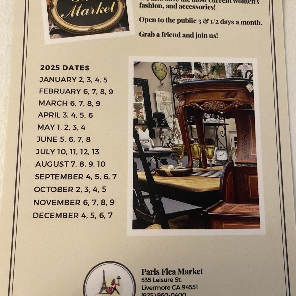 Paris Flea Market - Dates for 2025 - Flea Markets Near Me - Livermore, California Paris Flea Market - Dates for 2025 - Flea Markets Near Me - Livermore, California