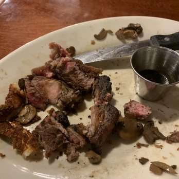 Ransom's Steakhouse - This is my plate of 6oz of inedible grizzle left from the 12 oz steak....these guys need to hire a REAL butcher - Steakhouses Near Me - Montgomery, Texas