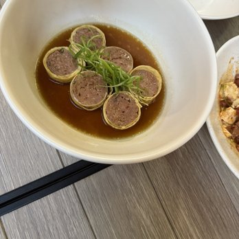 Firstborn - Duck sausage, tofu skin, onion brodo - Chinese Near Me - Los Angeles, California
