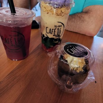 Cafe 86 - Halo halo, hibiscus iced tea (free with check in), and truffle cheese cake so yummy - Cafes Near Me - Northridge, California