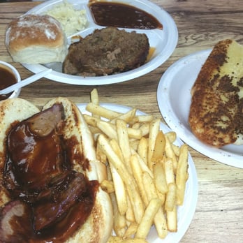 Gus's Deli Bbq and Grill - Meatloaf dinner with potato salad and tri tip Sandwhich with bbq beans fries and garlic bread. Everything is bomb! - New American Near Me - Paramount, California