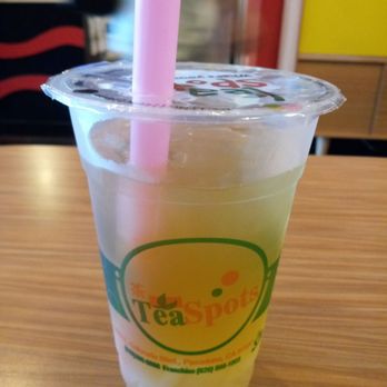 Tea Spots - Green tea with lychee & lychee jelly, yum - Shaved Ice Near Me - Pasadena, California