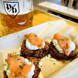 Prost Brewing - Potato Pancakes & Salmon w/ tzatziki @ Prost Brewing, Denver.