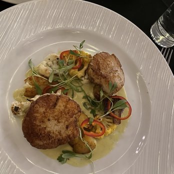 A Restaurant - Jumbo Diver Scallops- perfect and amazing flavor and texture. - New American Near Me - Newport Beach, California