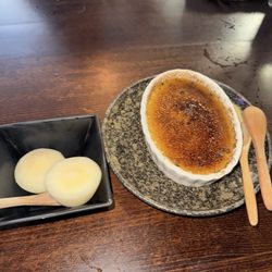 Crème brûlée and mochi ice cream
