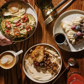 August Sage Cafe - two plates of food and a cup of coffee - Coffee & Tea Near Me - Columbia, Tennessee