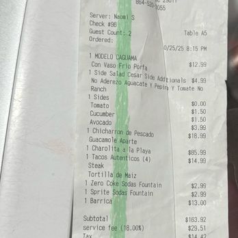 Tarascos - 18 % of tip without authorization after deal with her attitude that and several errors in my order - Mexican Near Me - Greenville, South Carolina Tarascos - 18 % of tip without authorization after deal with her attitude that and several errors in my order - Mexican Near Me - Greenville, South Carolina