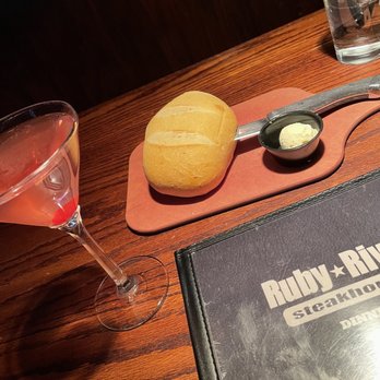 Ruby River Steakhouse - Ruby Tini and bread service. - Steakhouses Near Me - Reno, Nevada