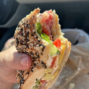 Schmagel's Bagels - Everything bagel with ham cheese egg lettuce tomato onion and scallion cream cheese - Bagels Near Me - Saint Augustine, Florida Schmagel's Bagels - Everything bagel with ham cheese egg lettuce tomato onion and scallion cream cheese - Bagels Near Me - Saint Augustine, Florida