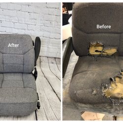 The Upholstery Store - Tractor seat - Before and after