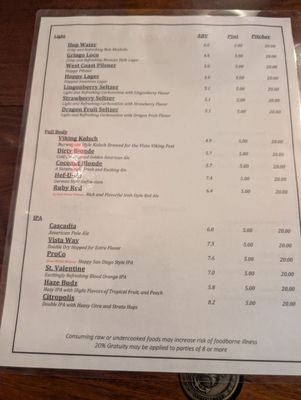 Menu photo 2 Prohibition Brewing Vista, CA Menu photo 2 Prohibition Brewing Vista, CA