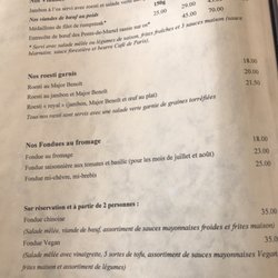 Auberge du Grand Sommartel - La carte
