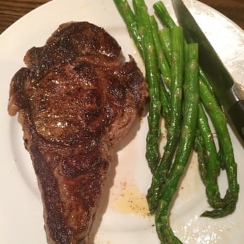 LongHorn Steakhouse - Ribeye & asparagus, came with a house salad too - Steakhouses Near Me - Reading, Massachusetts