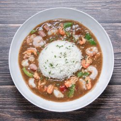 Digibites Food Hub - House Gumbo w/ Shrimp, Crawfish, Sausage.