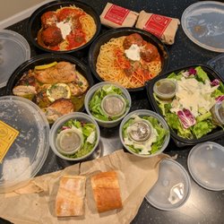 Gio's Chicken Amalfitano - Sorrento Lemon Roasted Chicken, 2 Long Spaghetti & Meatballs, Large Salad. Includes bread and salad. $54.97 Uber Eats total with Uber One.