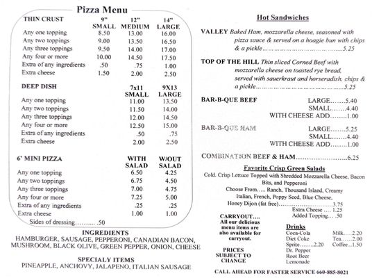 Menu photo 2 Pizza Glen Clinton, MO