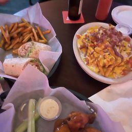 Buffalo wings, Windsor chicken wrap, Irish nachos Buffalo wings, Windsor chicken wrap, Irish nachos