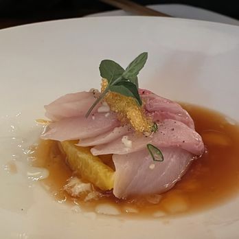 Uchi Dallas - Hamachi Chili with Mandarin slices and yuzu - Japanese Near Me - Dallas, Texas Uchi Dallas - Hamachi Chili with Mandarin slices and yuzu - Japanese Near Me - Dallas, Texas