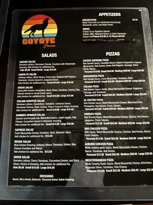 Menu photo 3 Coyote Pizzeria Auburn, CA