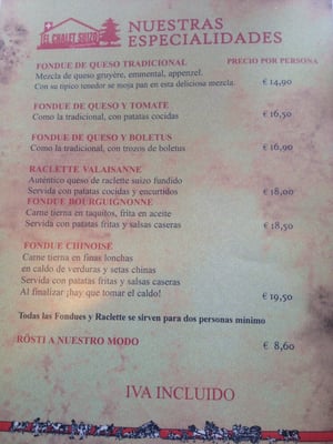 Menu photo 2 El Chalet Suizo Madrid, M